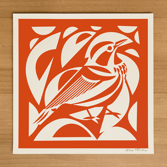 Black-and-white Warbler Silkscreen Print