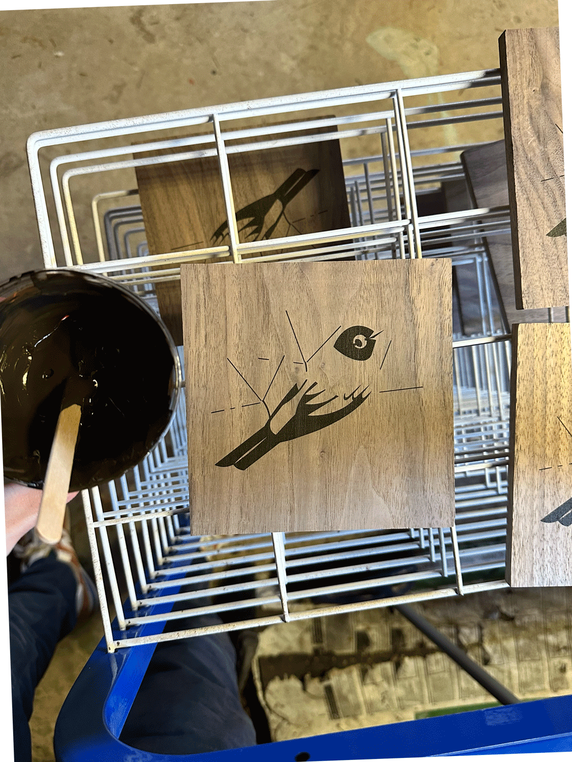 Springtime Robin on Walnut Board