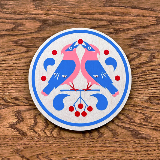 Cedar Waxwing Hex Sign